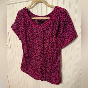 Marc by Marc Jacobs Fuschia and Navy Heart Print Small Blouse